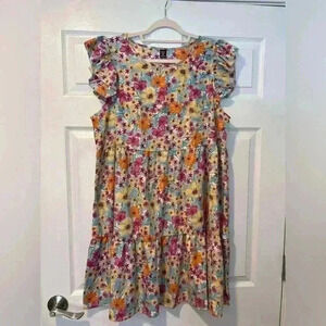 Floral Ruffle Sleeve Dress